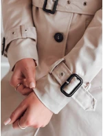 Dámský dlouhý kabát s páskem SLIMFOTA bílý FashionStreet NY0745