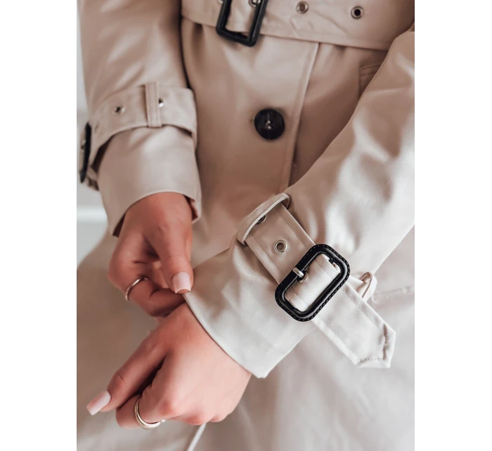 Dámský dlouhý kabát s páskem SLIMFOTA bílý FashionStreet NY0745