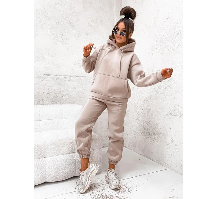 Béžová bavlněná hrubší dámská tepláková souprava model 21463537 - Moon