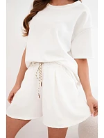 Dámský viskózový komplet máslový s krátkým rukávem a kraťasy s vysokým pasem ecru Dámský viskózový komplet máslový s krátkým rukávem a kraťasy s vysokým pasem ecru