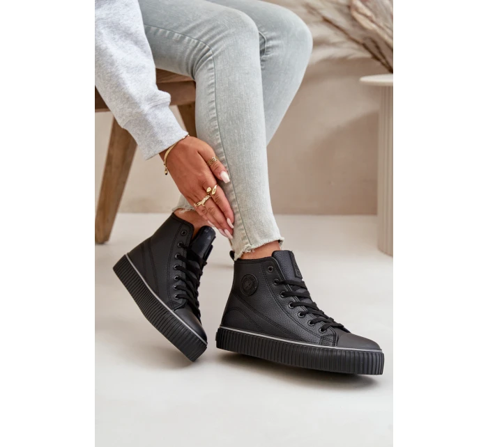 Dámské Zateplené Tenisky Z Eko Kůže Big Star OO274790 Černé Dámské Zateplené Tenisky Z Eko Kůže Big Star OO274790 Černé