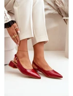 Lakované Baleríny Na Podpatku S  Bordové model 21670196 - Boto