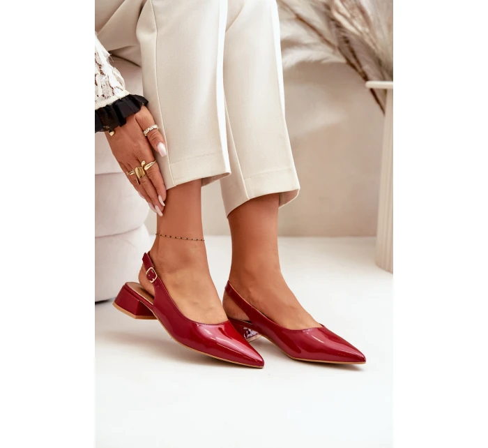 Lakované Baleríny Na Podpatku S  Bordové model 21670196 - Boto