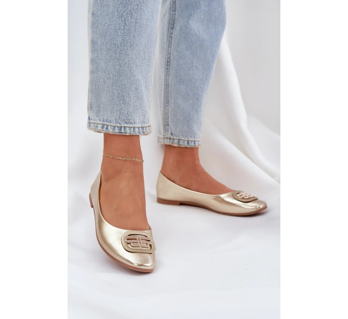 Baleríny Na Ploché Podešvi S Ozdobou Zlaté model 21684333 - Boto