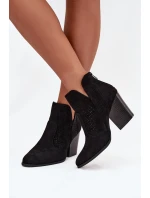 Dámské kotníkové boty na podpatku  Černé model 21711978 - S.Barski