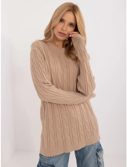 Sweter AT SW model 20463681 camelowy - FPrice Sweter AT SW model 20463681 camelowy - FPrice