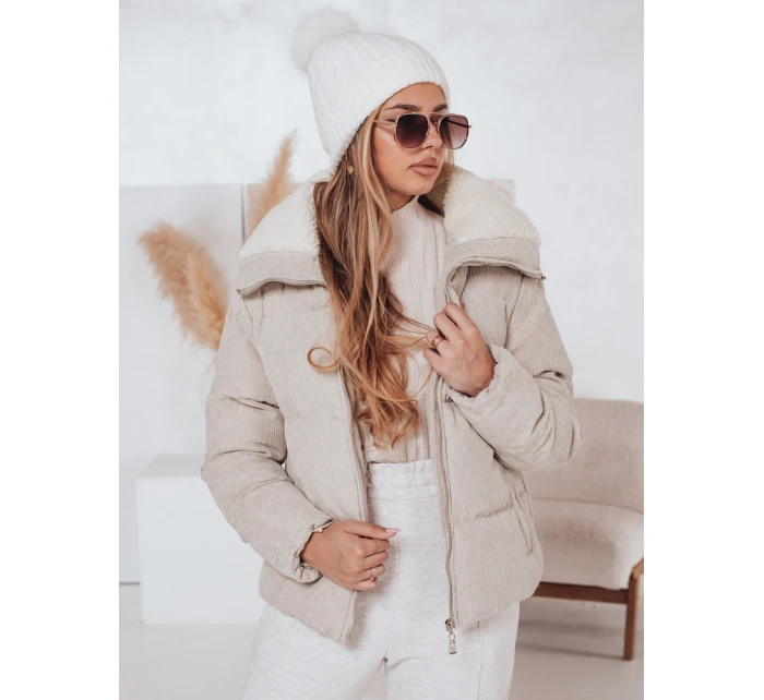 Dámská zimní manšestrová bunda TRENDYGLAM béžová FashionStreet TY4358 Dámská zimní manšestrová bunda TRENDYGLAM béžová FashionStreet TY4358