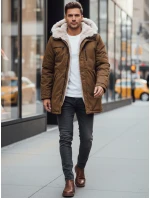 Pánská zimní bunda parka s kapucí béžová FashionStreet TX4968