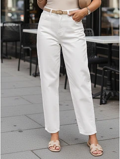 Dámské džíny mom fit s páskem a vysokým sedem bílé FashionStreet UY3062