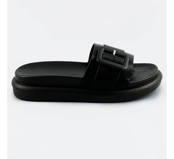 Černé dámské pantofle s přezkou (XA136)