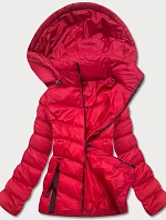 Červená dámská bunda s kapucí pro přechodné období (5M786-270)