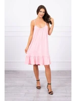 Šaty s tenkým páskem, pudrově růžové