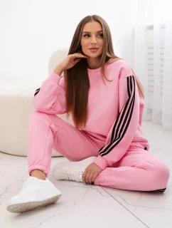 Bavlněná souprava s proužky světle růžová