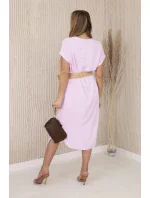 Šaty s ozdobným páskem model 20904532 růžová - K-Fashion