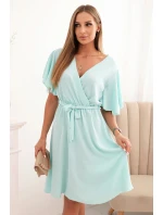 Šaty s překládaným výstřihem mátová Šaty s překládaným výstřihem mátová
