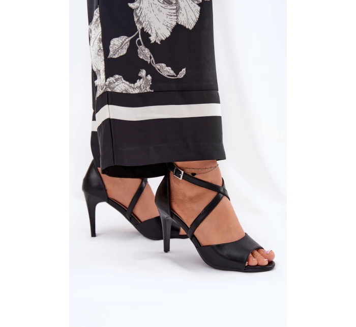 Módní Sandály Na Podpatku Černé model 21691866 - SERGIO LEONE
