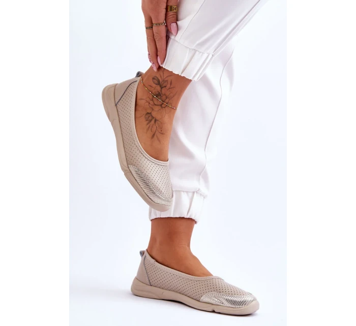 Kožené dámské prolamované baleríny Béžová Lucy Kožené dámské prolamované baleríny Béžová Lucy