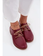Dámské kožené elegantní šněrovací polobotky Zazoo – bordó