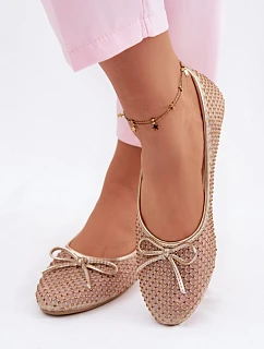 Dámské baleríny s ozdobou model 22401220 zlaté - VINCEZA