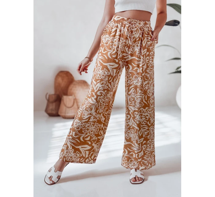 Dámské kalhoty ze široké látky TROPICAL SUN camel FashionStreet UY2633