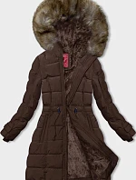 Dámská zimní bunda s kožešinovou podšívkou hnědá (LHD-23063)