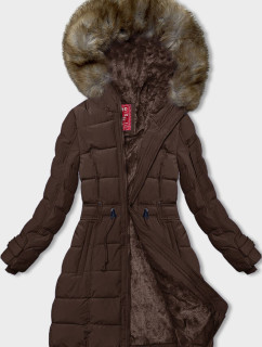 Hnědá dámská zimní bunda s kožešinovou podšívkou (LHD-23063)