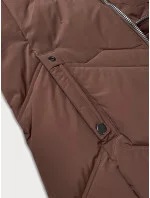 Dámská zimní plus size bunda v čokoládové barvě s kapucí model 21248349 - S'WEST