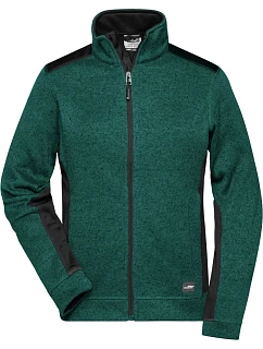 Daiber JN 861 Dámská pracovní pletená fleece bunda - Strong 02.0861 dark green melange/black