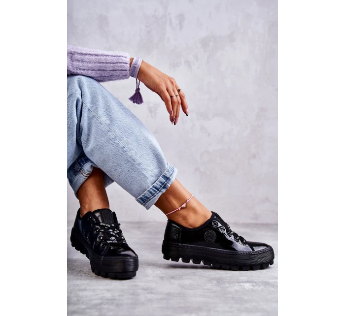 Módní lakované tenisky Big Star KK274044 Černá Módní lakované tenisky Big Star KK274044 Černá