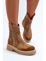 Dámské nízké kozačky z semiše s podrážkou Bežové model 21652391 - Zazoo