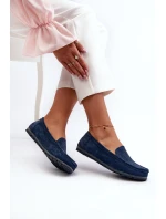 Dámské modré semišové mokasíny model 21659563 - S.Barski Dámské modré semišové mokasíny model 21659563 - S.Barski