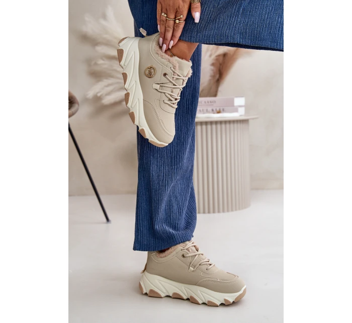Zateplené Dámské Sportovní Boty Na Na Platformě Béžové model 21668469 - Boto Zateplené Dámské Sportovní Boty Na Na Platformě Béžové model 21668469 - Boto