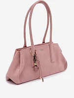 Eko semišová kabelka s přívěskem Růžová Nelina