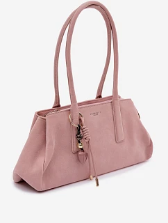 Eko semišová kabelka s přívěskem Růžová model 22111612 - Flora&Co