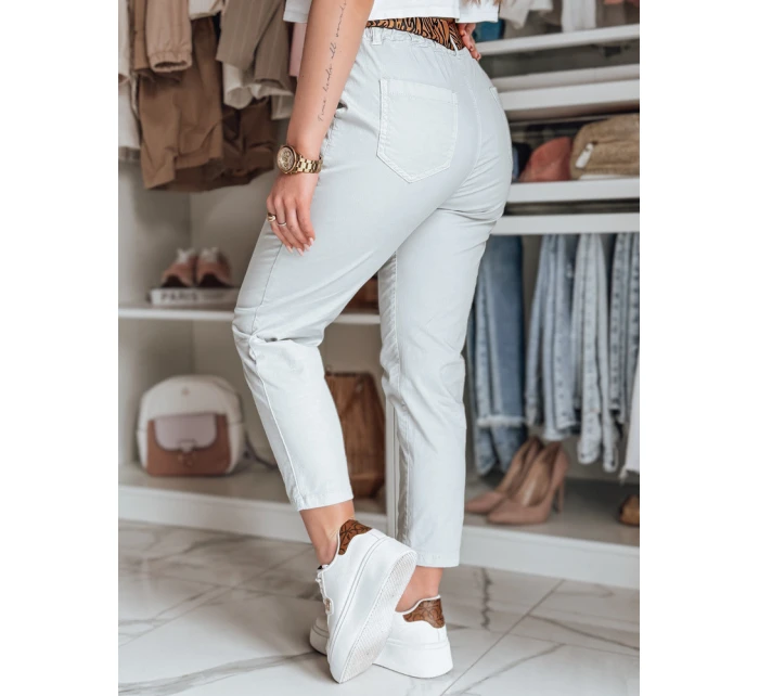 Dámské kalhoty s páskem MADELINA světle šedé FashionStreet UY2625