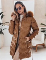 Dámská zimní bunda prošívaná s kapucí kávová Dstreet model 21990468 - FashionStreet