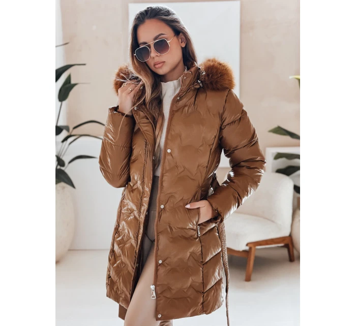 Dámská zimní bunda prošívaná s kapucí kávová Dstreet model 21990468 - FashionStreet