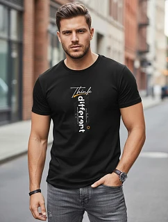 Pánské bavlněné tričko s potiskem Think Different černé FashionStreet NX0133R