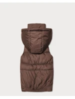 Puchowy bezrękawnik damski z kapturem Goodlookin czekoladowy (B8600-14)