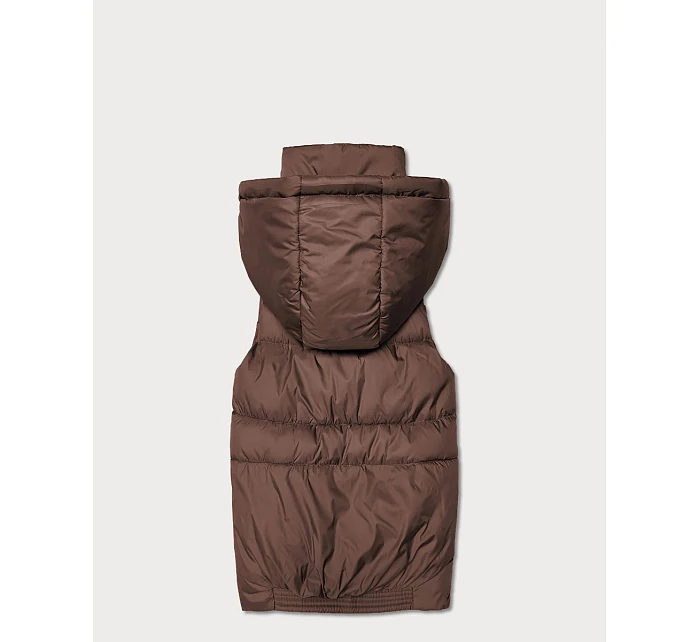 Puchowy bezrękawnik damski z kapturem Goodlookin czekoladowy (B8600-14)
