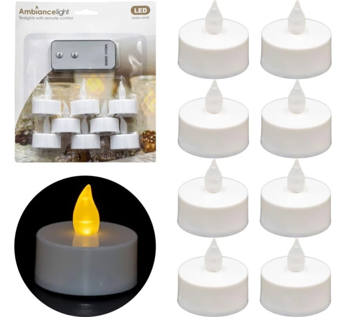 SADA 8 VEDENÝCH ČAJOVÝCH SVÍTIDEL S DÁLKOVÝM OVLÁDÁNÍM