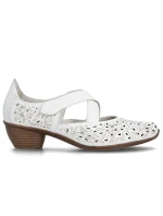 Dámské kožené polobotky na podpatku bílé Rieker 43773-80 Dámské kožené polobotky na podpatku bílé Rieker 43773-80