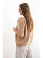 Dámský svetr z viskózy s krátkým rukávem camelový Dámský svetr z viskózy s krátkým rukávem camelový