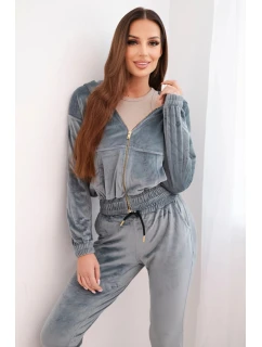 Dámská bavlněná 3-dílná souprava s mikinou, topem a tepláky růžový neon