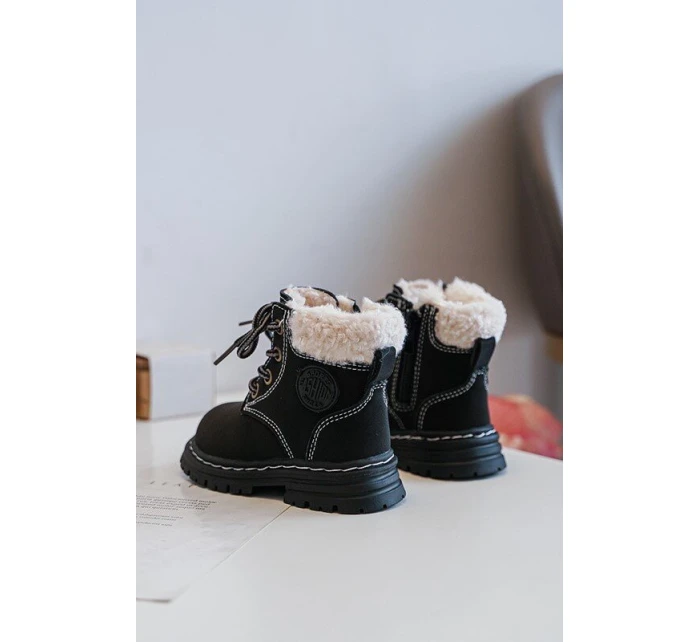 Dětské Trapery Botky Na Zip s Kožušinou Černé Marialee Dětské Trapery Botky Na Zip s Kožušinou Černé Marialee