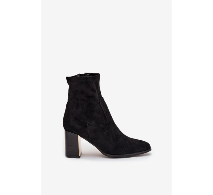 Dámské kotníkové boty na sloupku se zlatým zateplené černé model 21712211 - Boto Dámské kotníkové boty na sloupku se zlatým zateplené černé model 21712211 - Boto