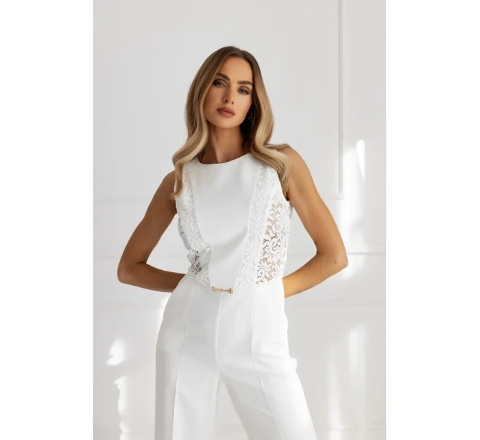 M866 Kombinéza s krajkovými panely - ecru M866 Kombinéza s krajkovými panely - ecru