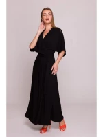 Viskózové maxi šaty se vzorem černé model 21154672 - STYLOVE