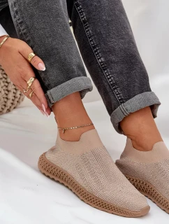 Dámské nazouvací sportovní boty se zdobením D&A – béžové