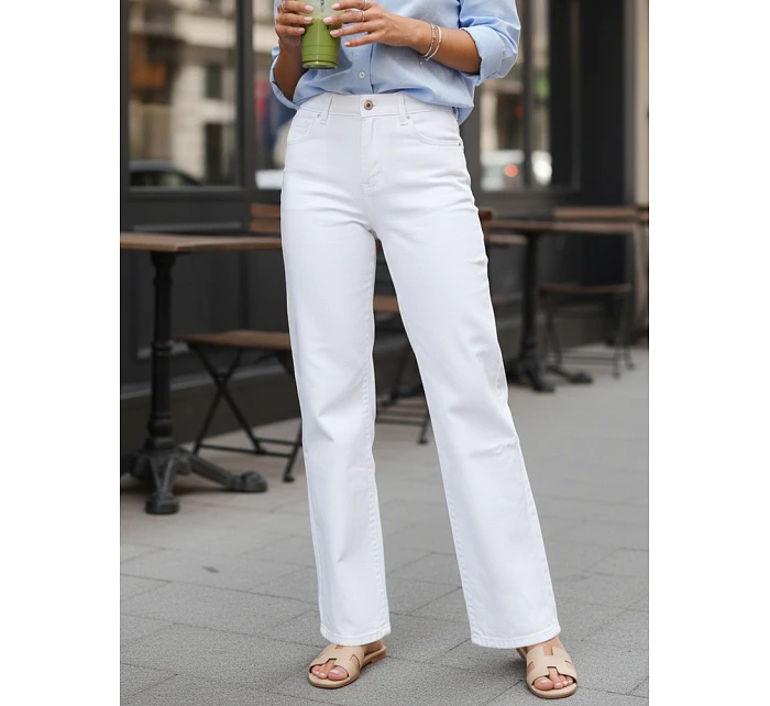 Jeansy damskie wide leg z wysokim stanem białe model 22109995 - FashionStreet